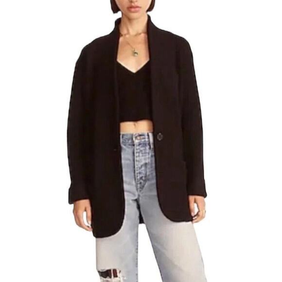 J.Crew Cocoon Sweater Blazer Jacket Women S Black Single Breasted Wool Alpaca - Picture 4 of 16